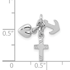 Sterling Silver Rhodium-plated Faith, Hope & Charity Charm