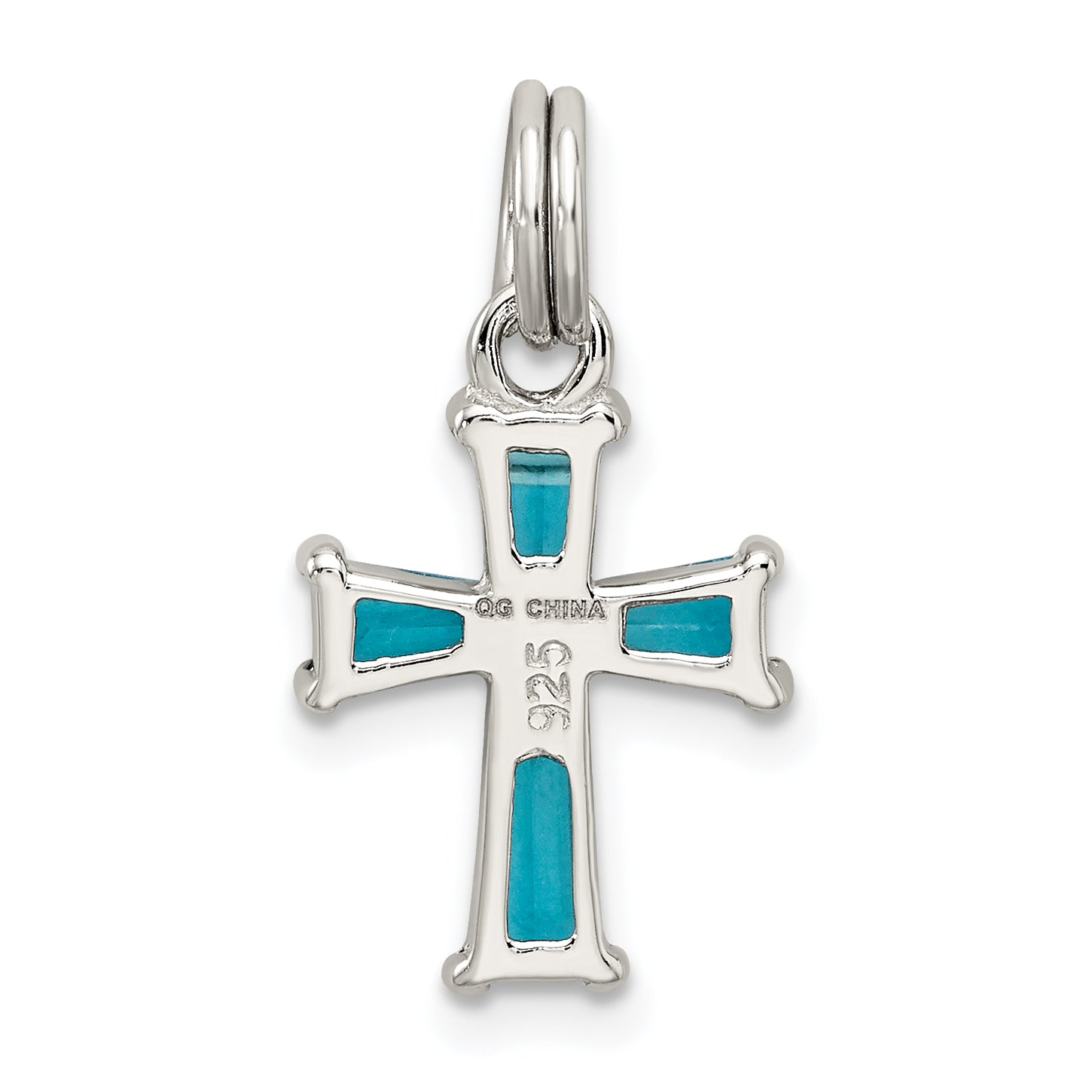 Sterling Silver Blue CZ Cross Charm