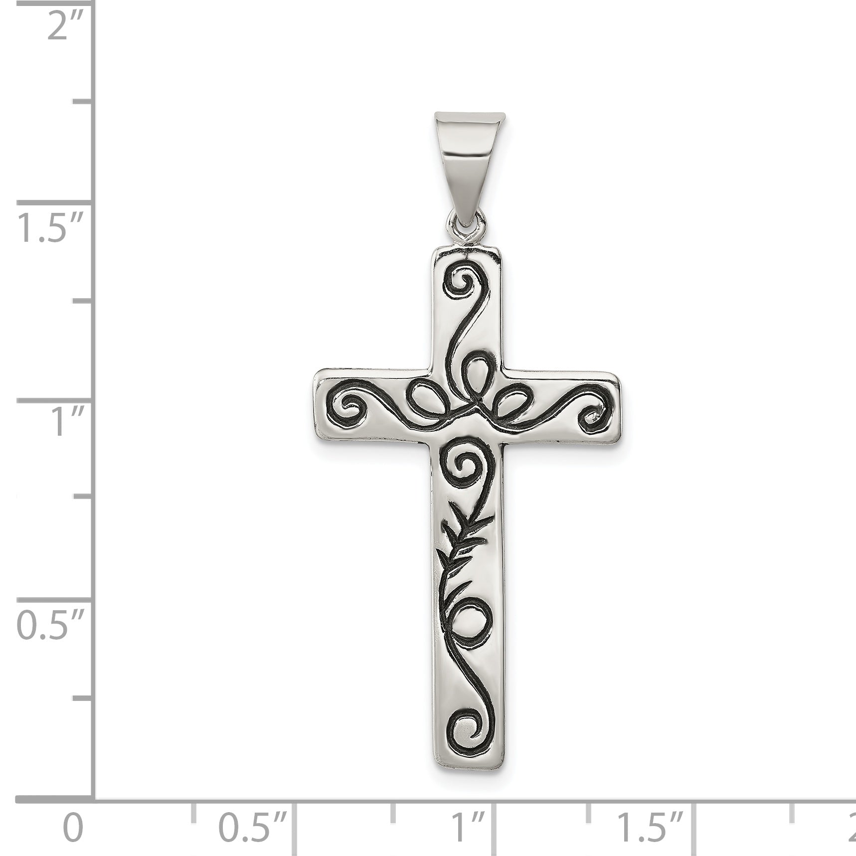 Sterling Silver 925 Latin Cross Pendant with Polished Anti-Tarnish Finish