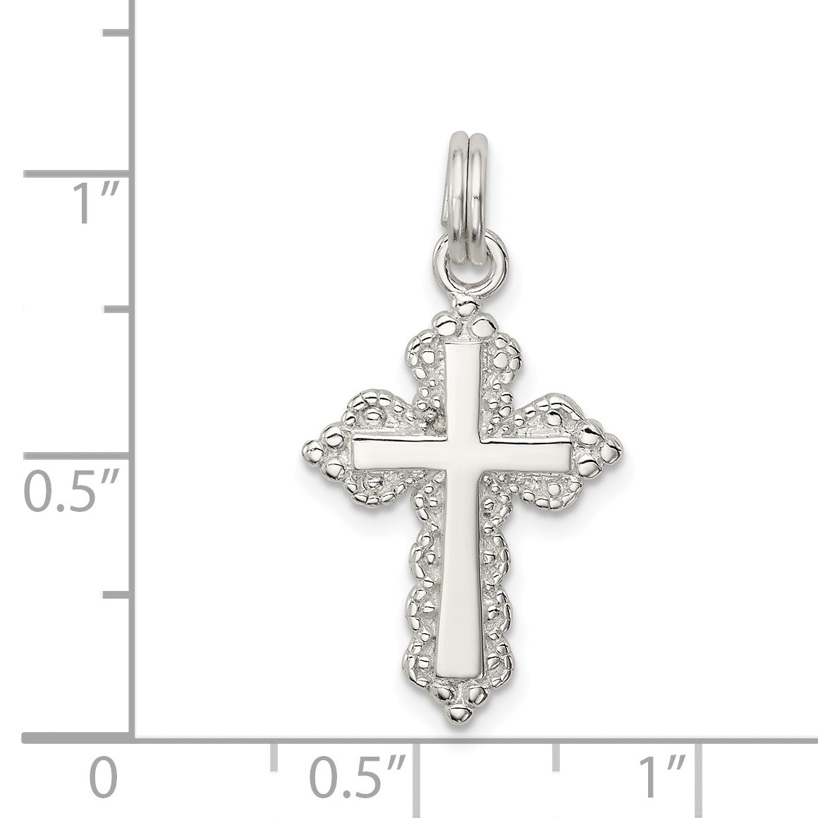 Sterling Silver 925 Cross Charm with Rhodium Polish Elegant Design