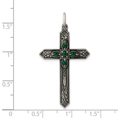 Sterling Silver 925 Antiqued May Birthstone Cross Pendant