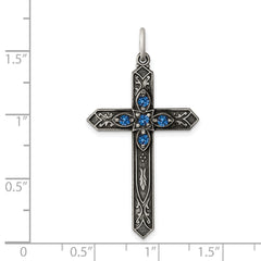 Sophia Jewelers Sterling Silver Cross Pendant with December Birthstone