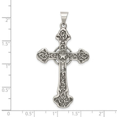 Sophia Jewelers Sterling Silver 925 Polished Antiqued Cross Pendant