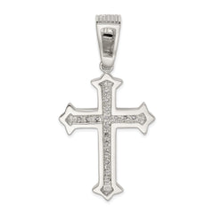 Sophia Jewelers Sterling Silver CZ Cross Pendant Polished Rhodium-Plated Elegance