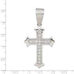 Sophia Jewelers Sterling Silver CZ Cross Pendant Polished Rhodium-Plated Elegance