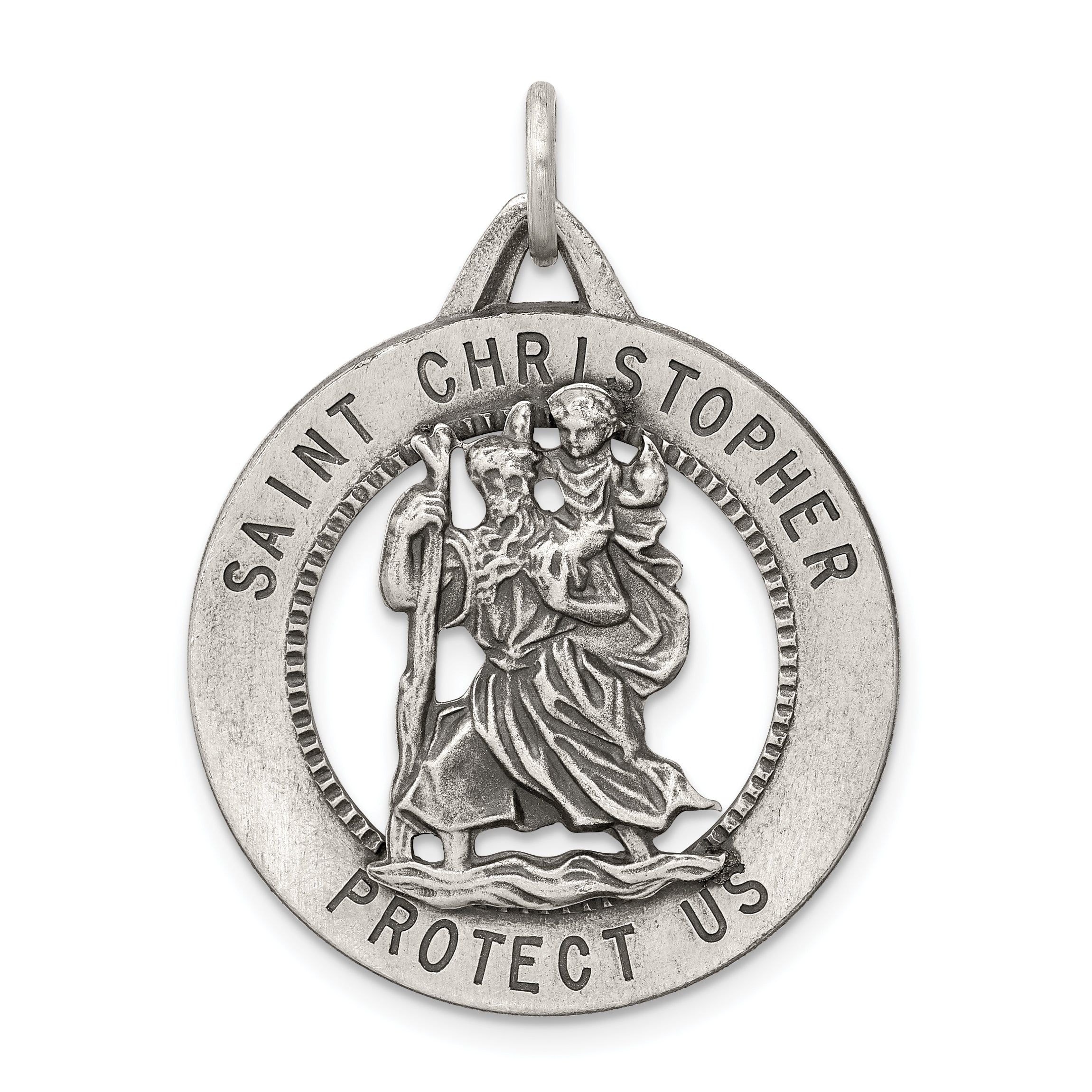 Sterling Silver Antiqued St. Christopher Medal