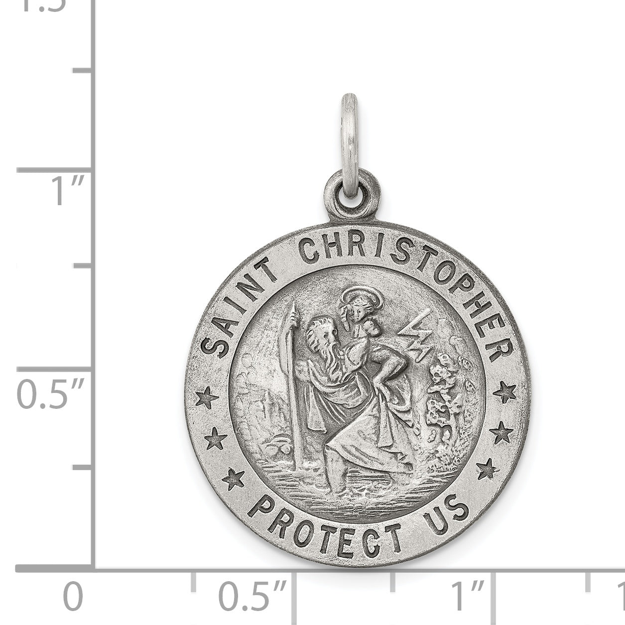 Sophia Jewelers 925 Sterling Silver Antiqued St. Christopher Pendant