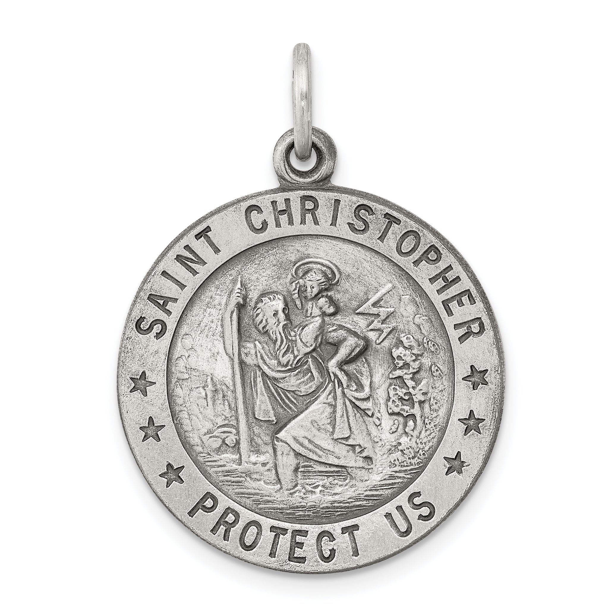 Sterling Silver Antiqued St. Christopher Medal