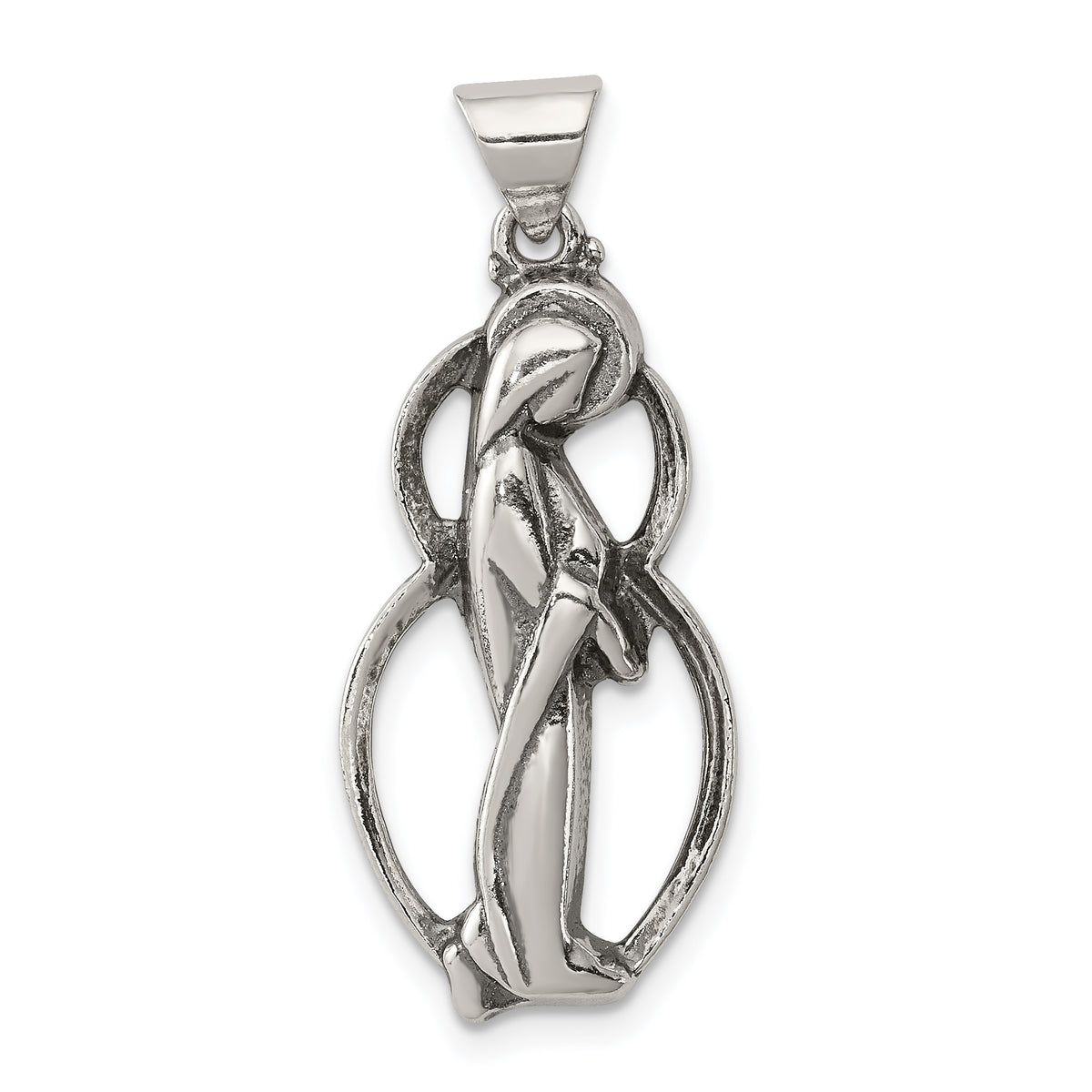 Sterling Silver Antiqued Blessed Mary Charm