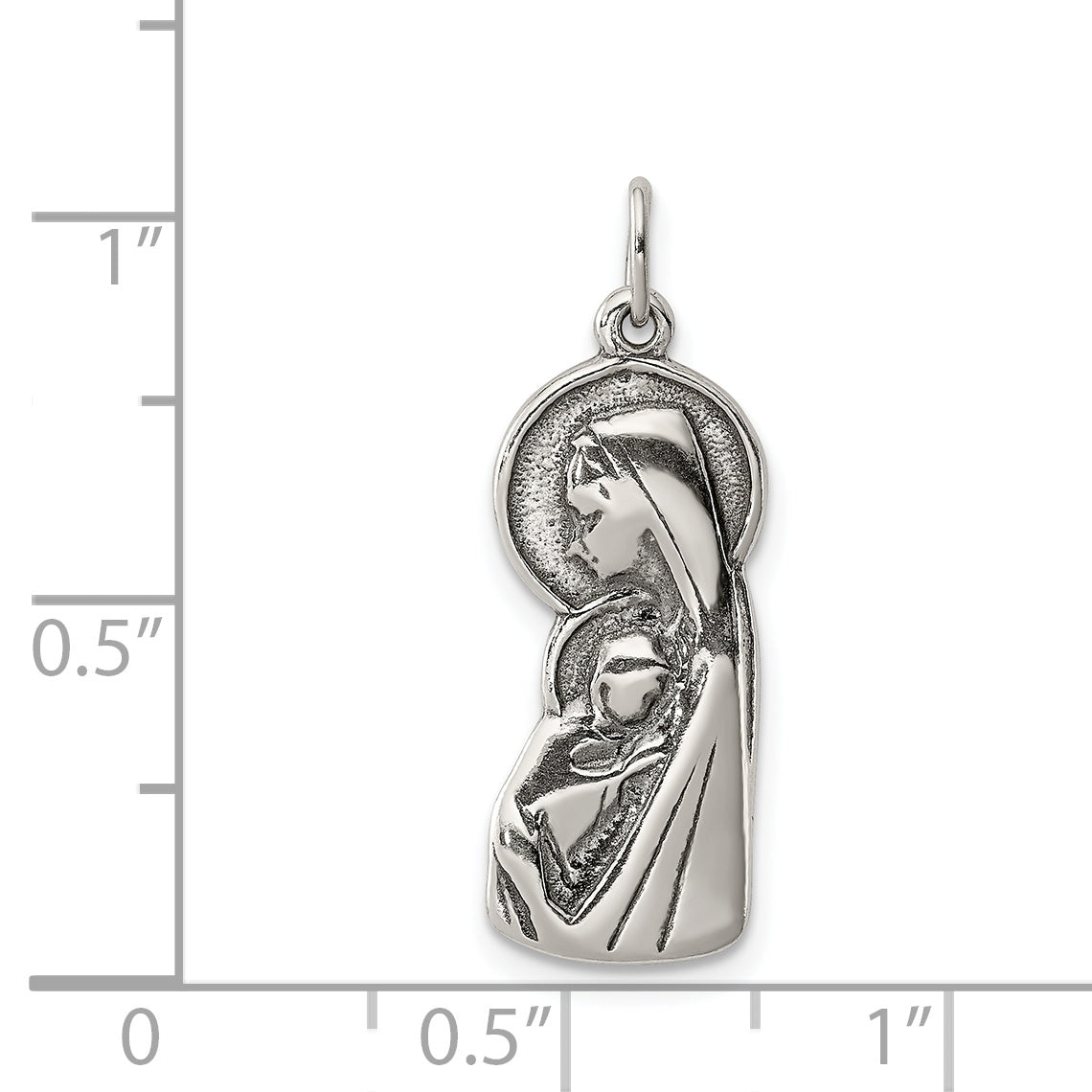 Sophia Jewelers 925 Sterling Silver Antiqued Blessed Mary & Child Charm