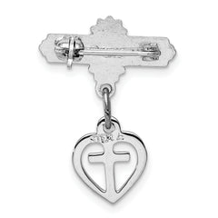 Sterling Silver Rhodium-plated and Vermeil Cross Dangle Pin