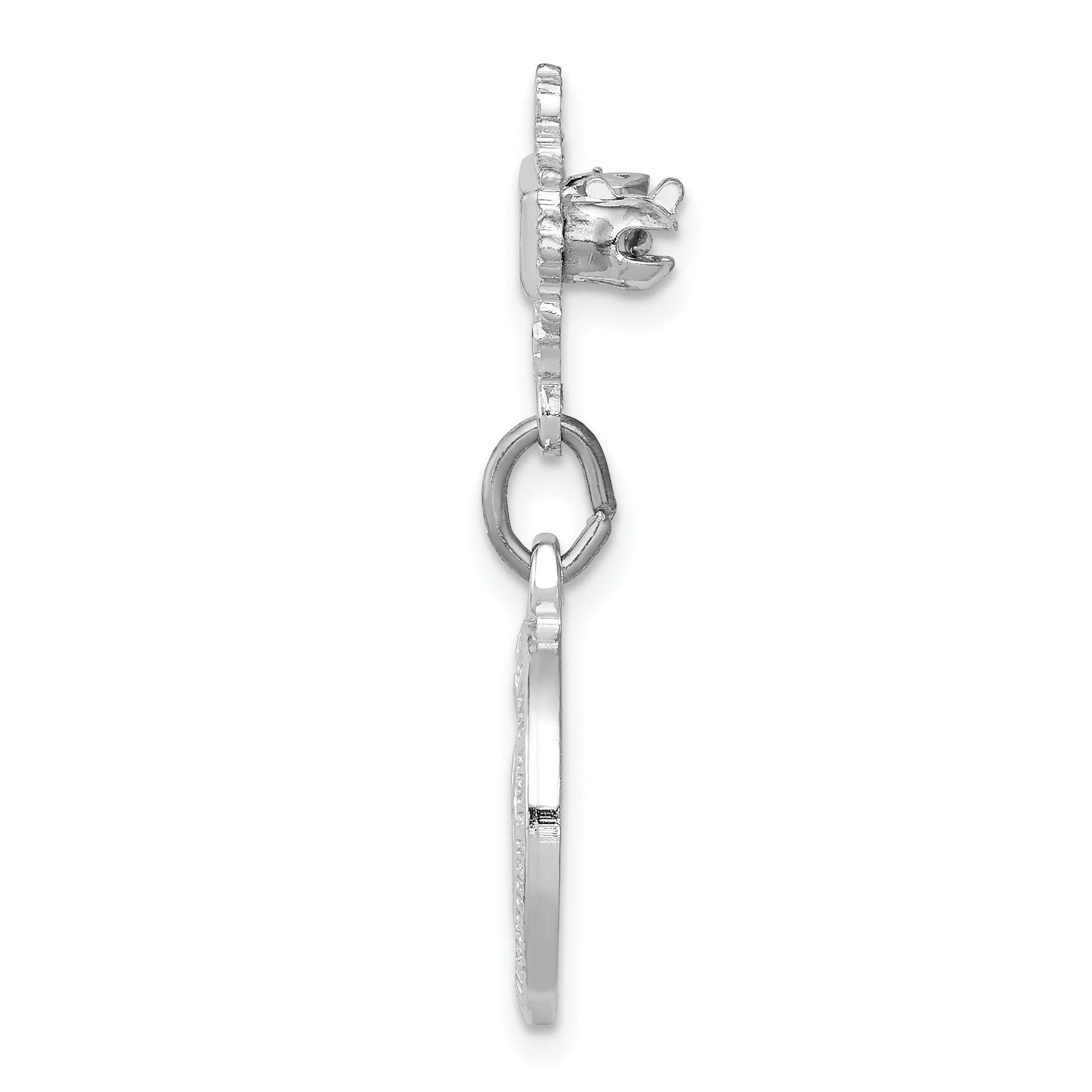 Sterling Silver Rhodium-plated Miraculous Medal Dangle Pin Brooch