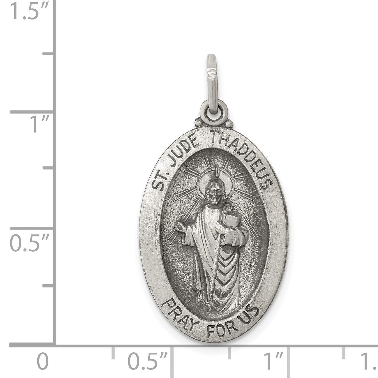 Sterling Silver 925 Antiqued Saint Jude Medal Pendant Vintage Charm