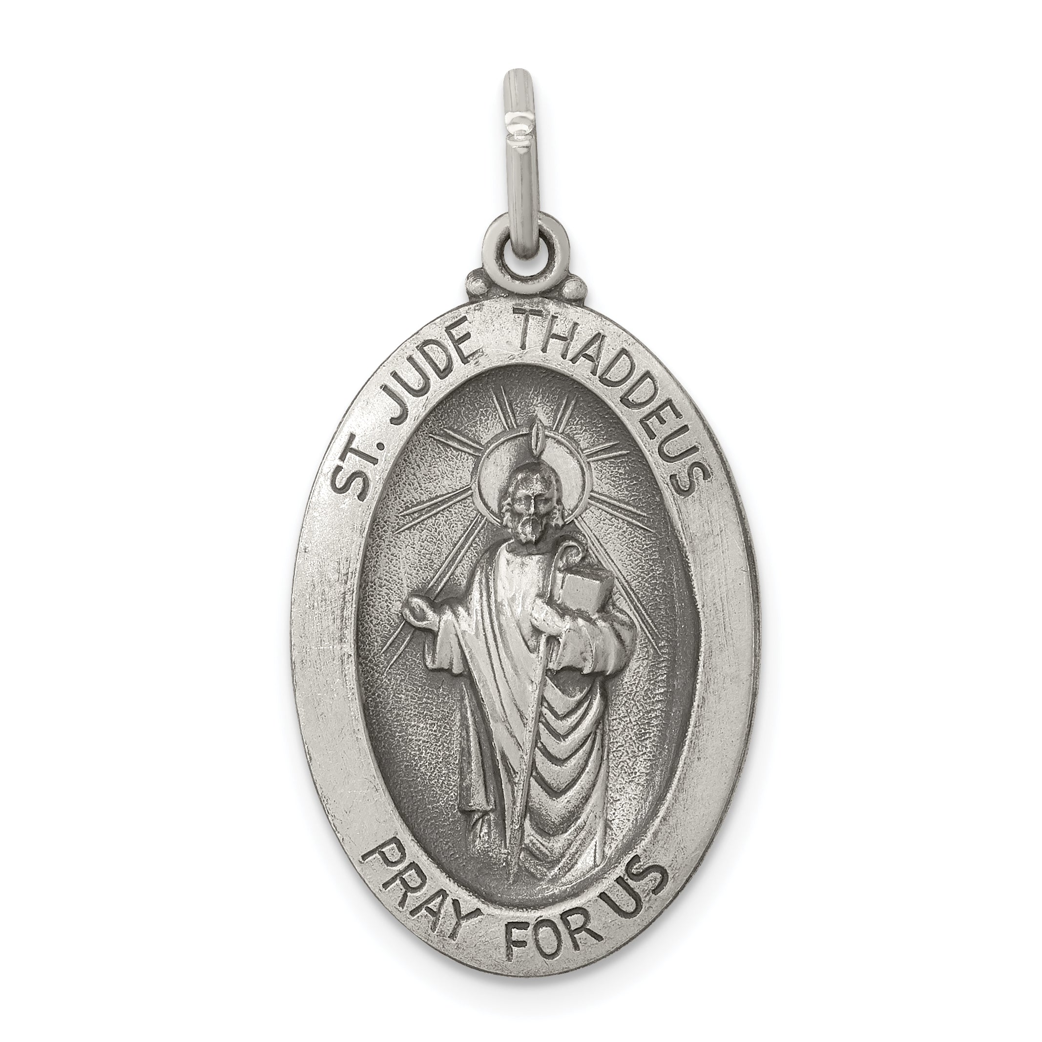 Sterling Silver Antiqued Saint Jude Thaddeus Medal