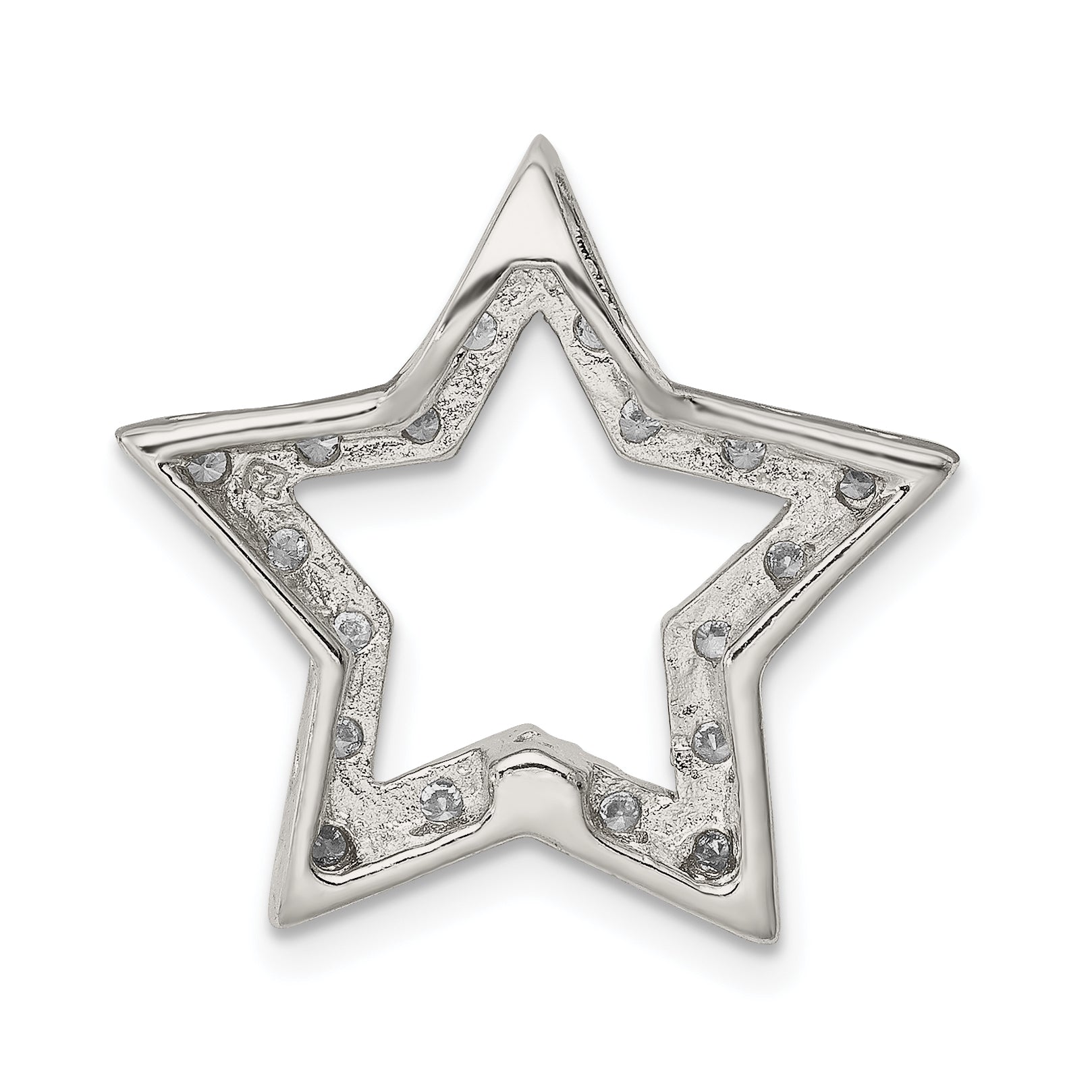 Sterling Silver Rhodium-plated CZ Star Pendant