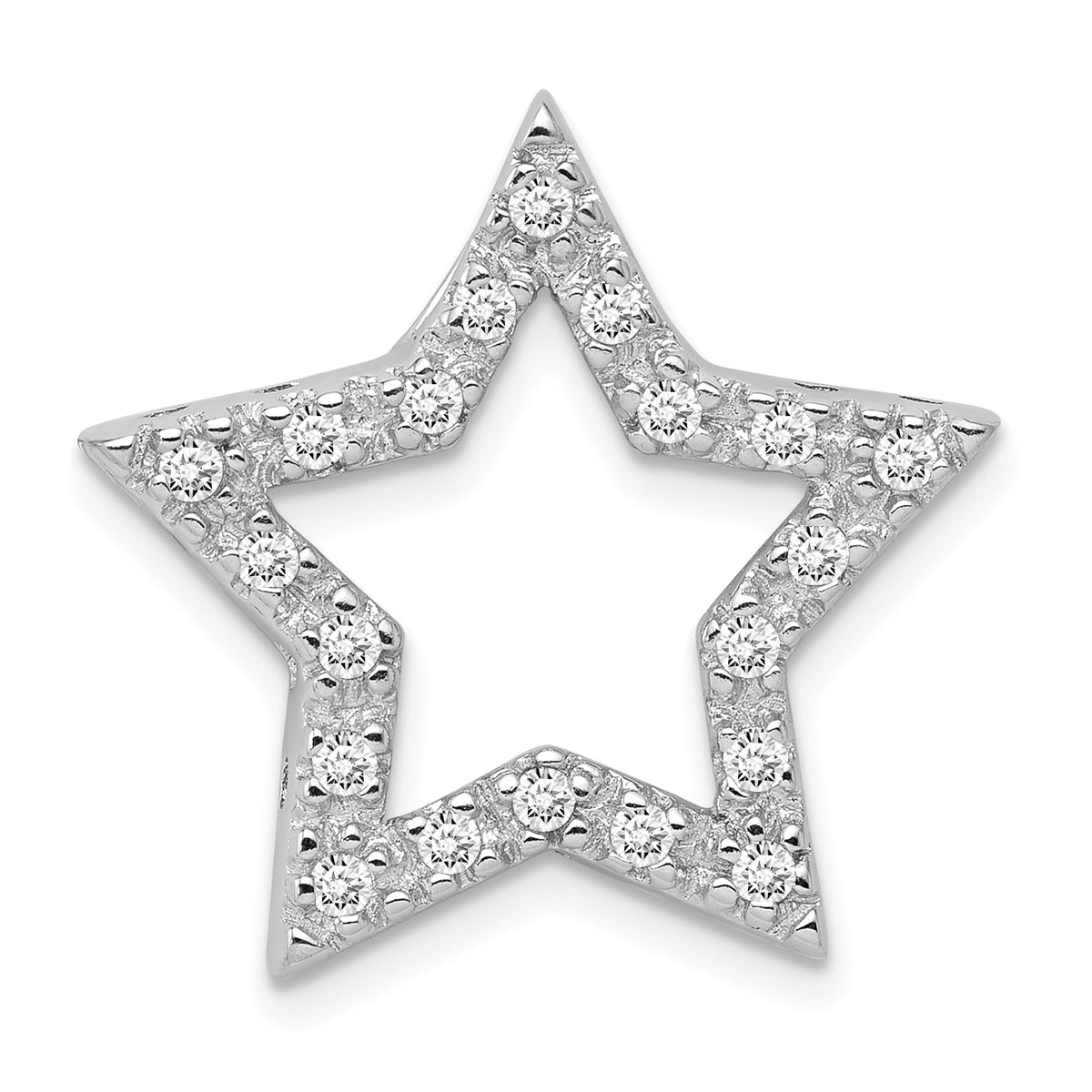 Sterling Silver Rhodium-plated CZ Star Pendant