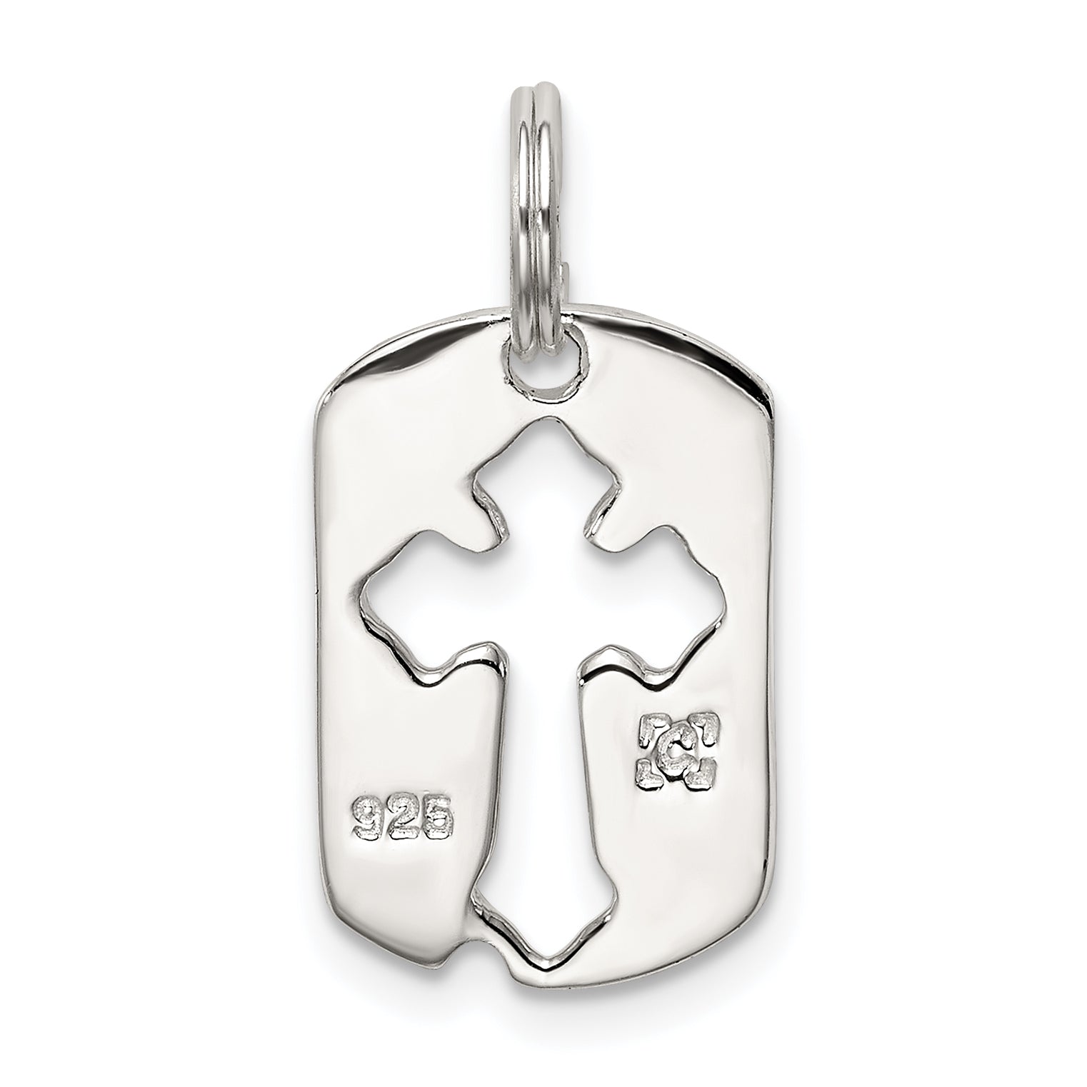 Sophia Jewelers Sterling Silver Dog Tag Cross Charm Polished Unisex Design