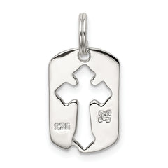 Sophia Jewelers Sterling Silver Dog Tag Cross Charm Polished Unisex Design