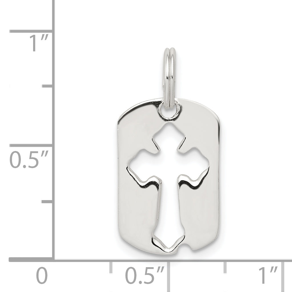 Sophia Jewelers Sterling Silver Dog Tag Cross Charm Polished Unisex Design