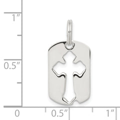 Sophia Jewelers Sterling Silver Dog Tag Cross Charm Polished Unisex Design