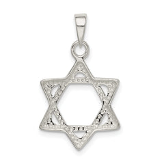 Sterling Silver Polished Star of David Pendant with Anti-Tarnish Finish