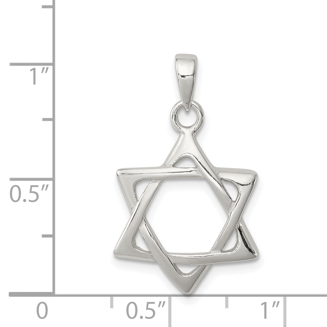 Sterling Silver Polished Star of David Pendant with Anti-Tarnish Finish