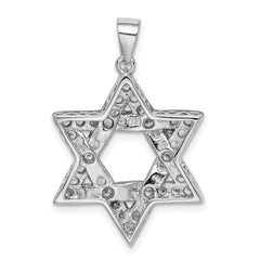 Sterling Silver Rhodium-Plated CZ Star of David Pendant Polished Finish