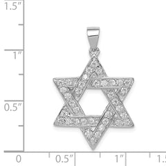 Sterling Silver Rhodium-Plated CZ Star of David Pendant Polished Finish