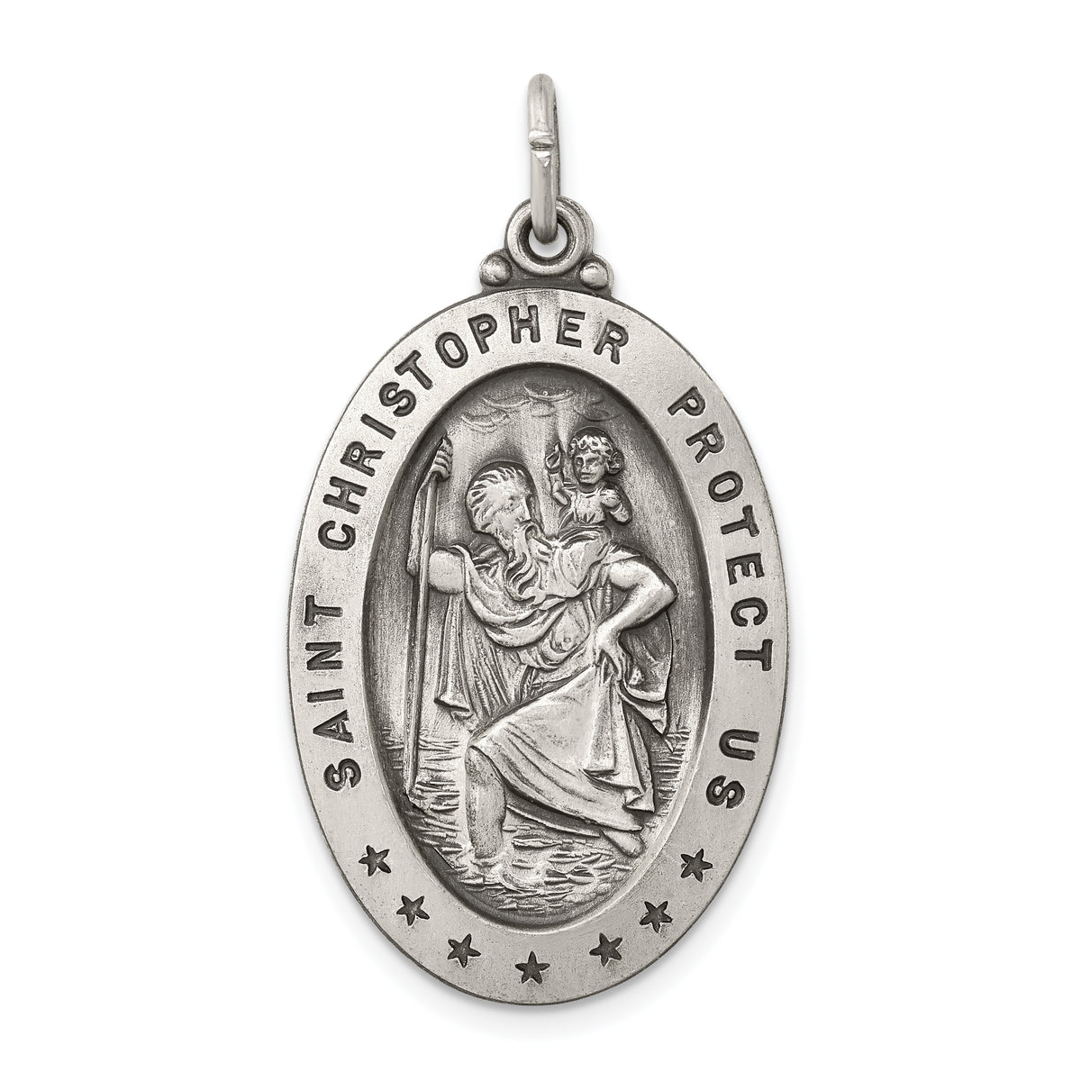 Sterling Silver Antiqued St. Christopher Medal