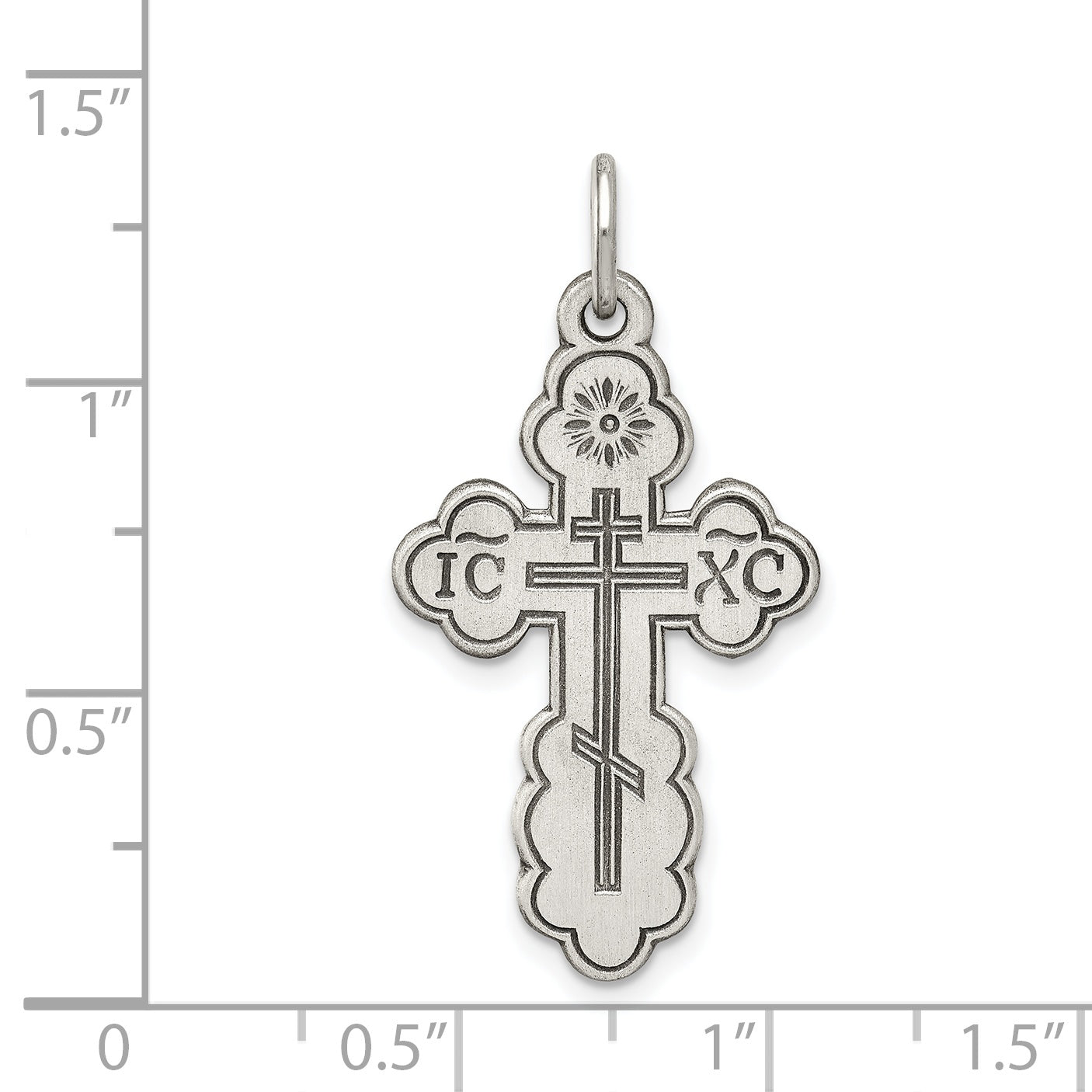 Sterling Silver Antiqued Eastern Orthodox Cross Charm