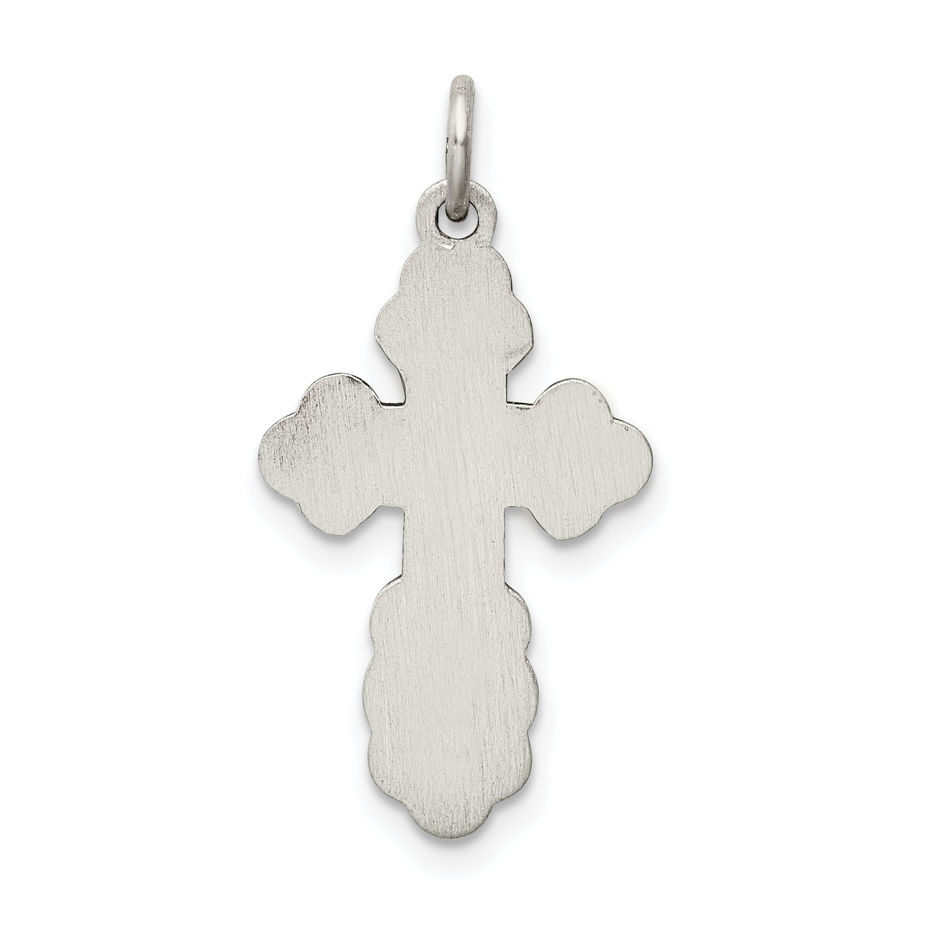 Sterling Silver 925 Eastern Orthodox Cross Charm with Polished Antiqued Finish