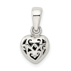 Sophia Jewelers 925 Sterling Silver Antique Polished Puff Heart Charm