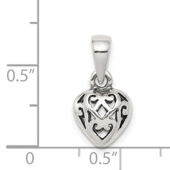 Sophia Jewelers 925 Sterling Silver Antique Polished Puff Heart Charm