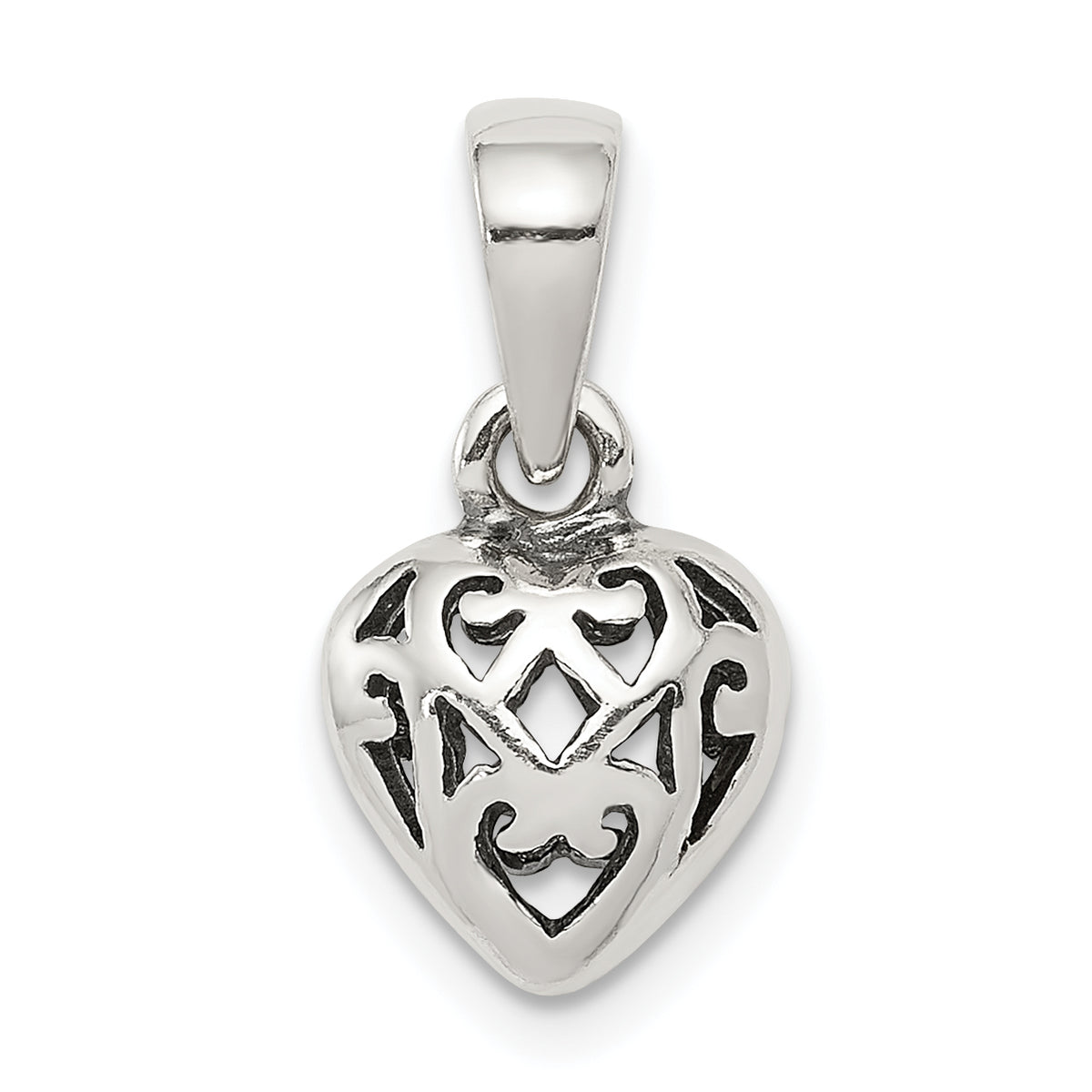 Sterling Silver Antique Puff Heart Charm