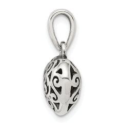 Sterling Silver 925 Filigree Heart Pendant with Polished Vintage Charm