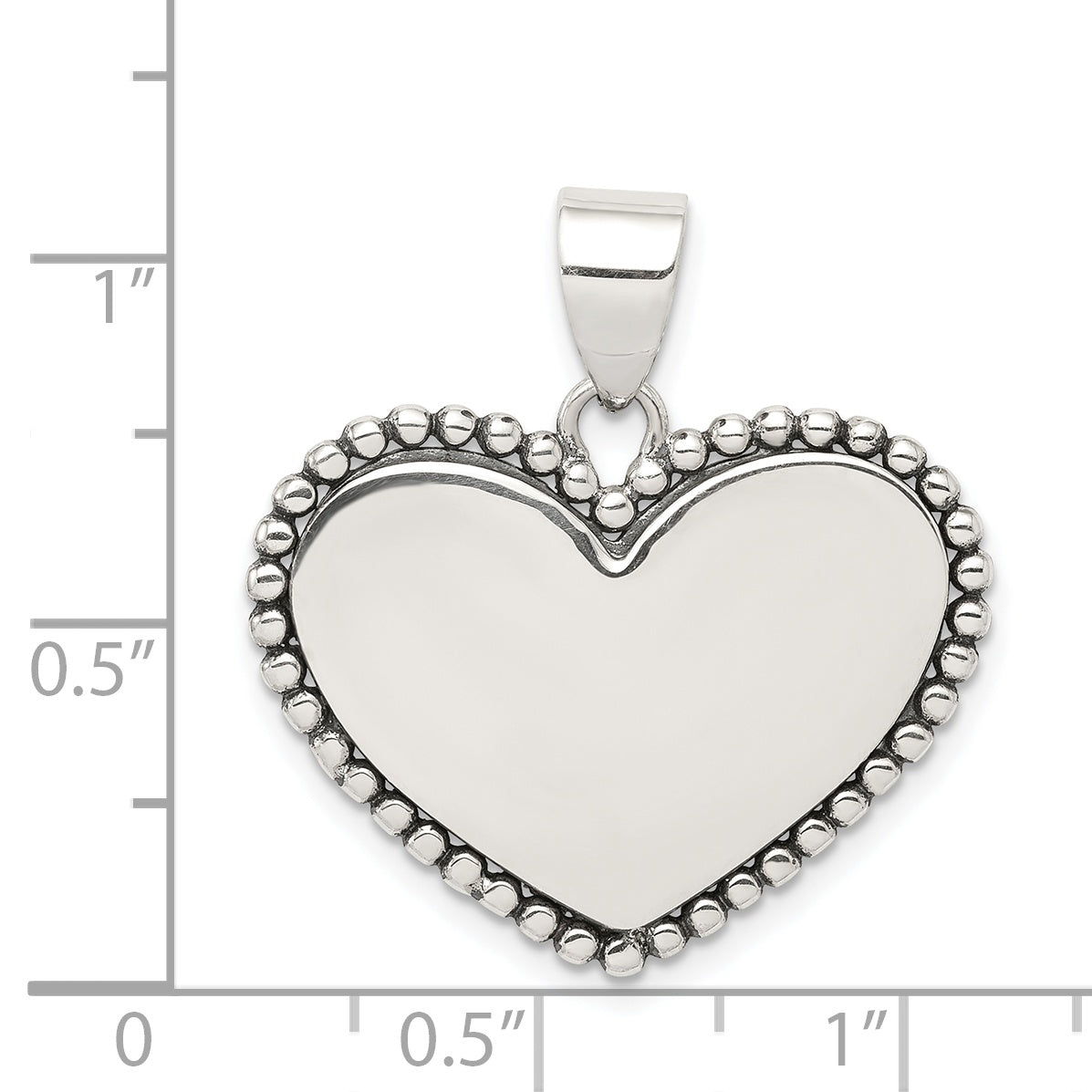 Sophia Jewelers Sterling Silver Heart Pendant with Rhodium Polished Finish