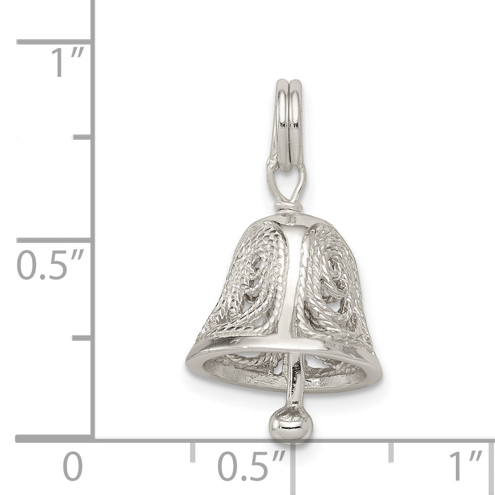 Sterling Silver Rhodium-plated Bell Charm