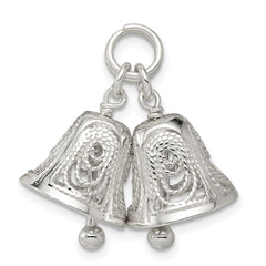 Sterling Silver 925 Bells Charm with Polished Anti-Tarnish Finish