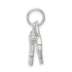 Sterling Silver Rhodium-plated Heart & Key Charm