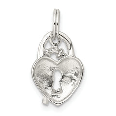 Sterling Silver 925 Heart & Key Charm with Rhodium Polish Elegance