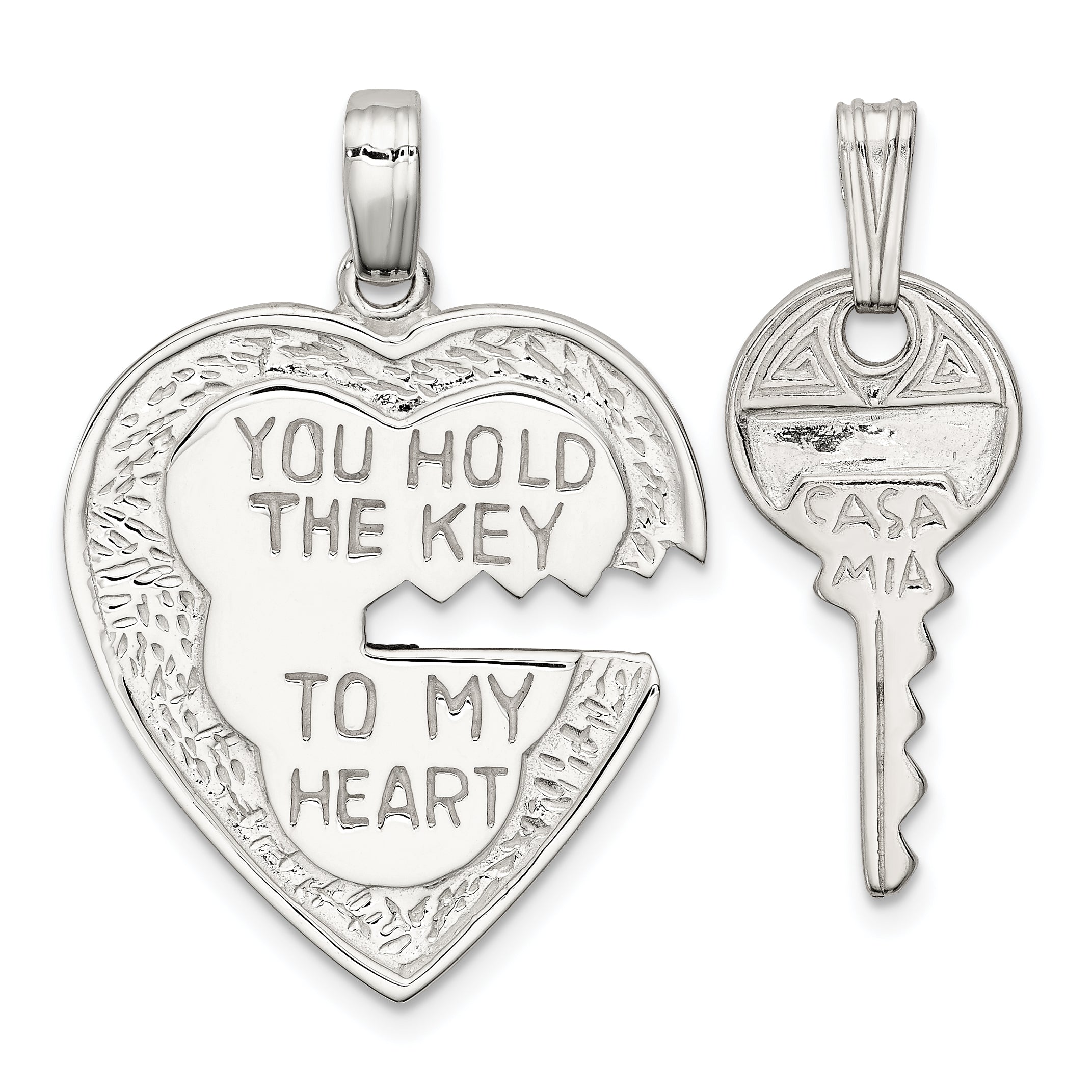 Sterling Silver Heart and Key Charms