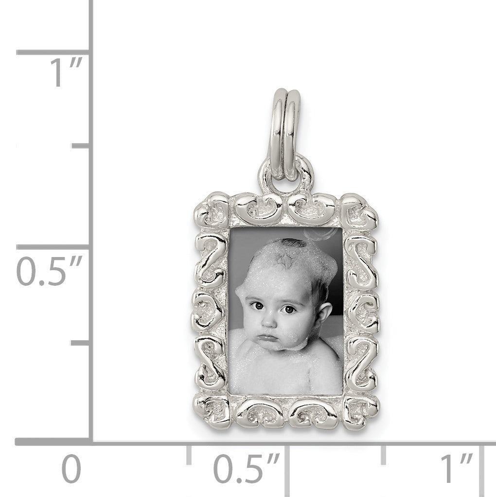 Sterling Silver Rhodium-plated Photo Charm