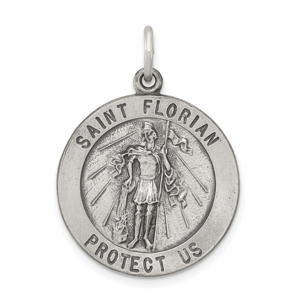 Sterling Silver Antiqued Saint Florian Medal