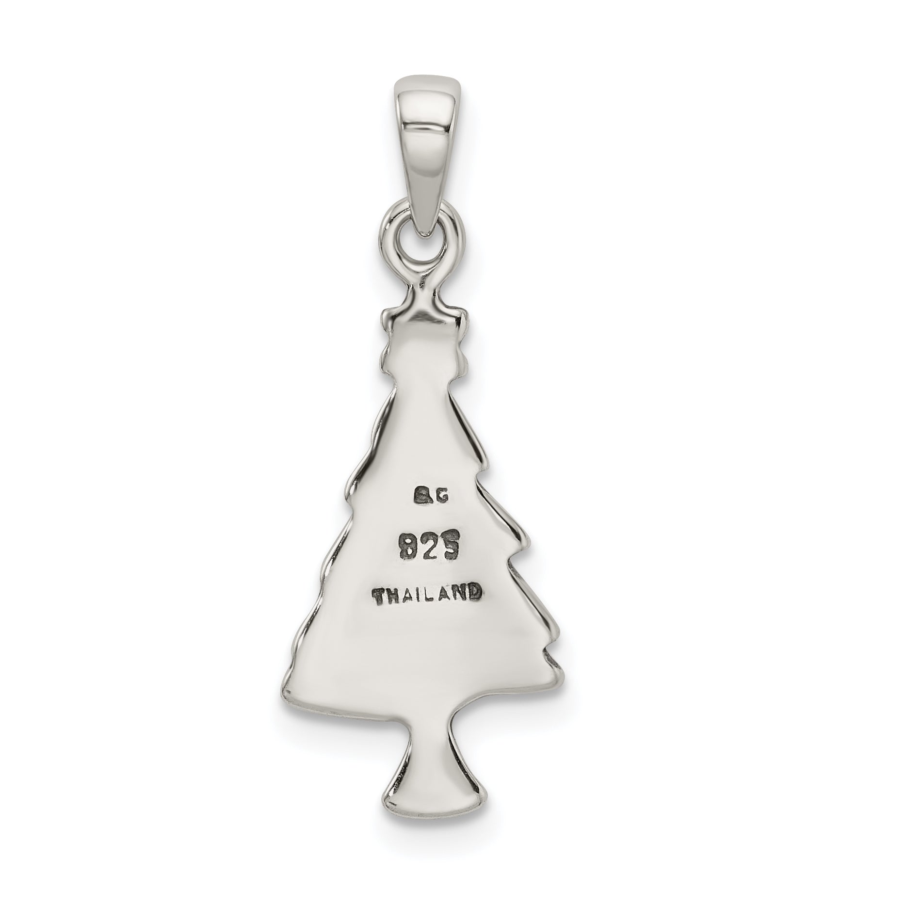 Sterling Silver 925 Antiqued Christmas Tree Pendant Vintage Charm