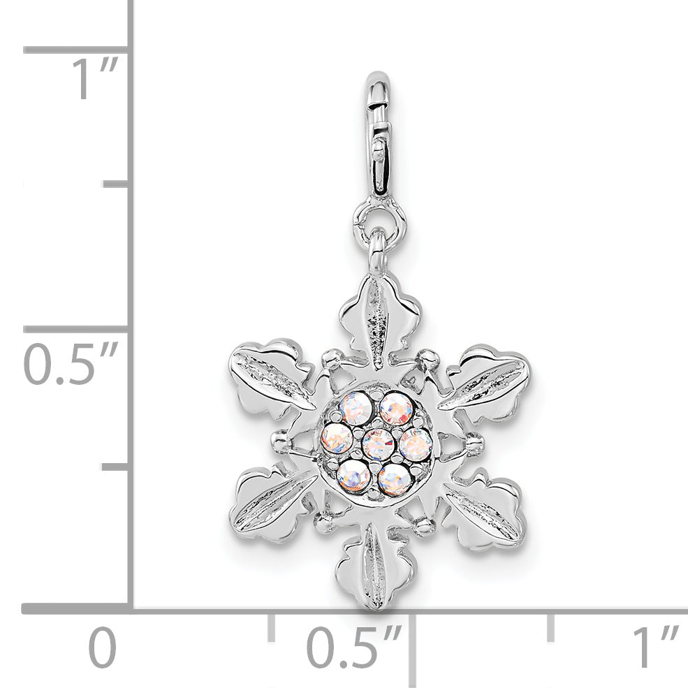 Sterling Silver 925 Crystal Snowflake Charm for Women Polished Elegance