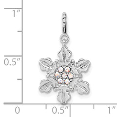 Sterling Silver 925 Crystal Snowflake Charm for Women Polished Elegance