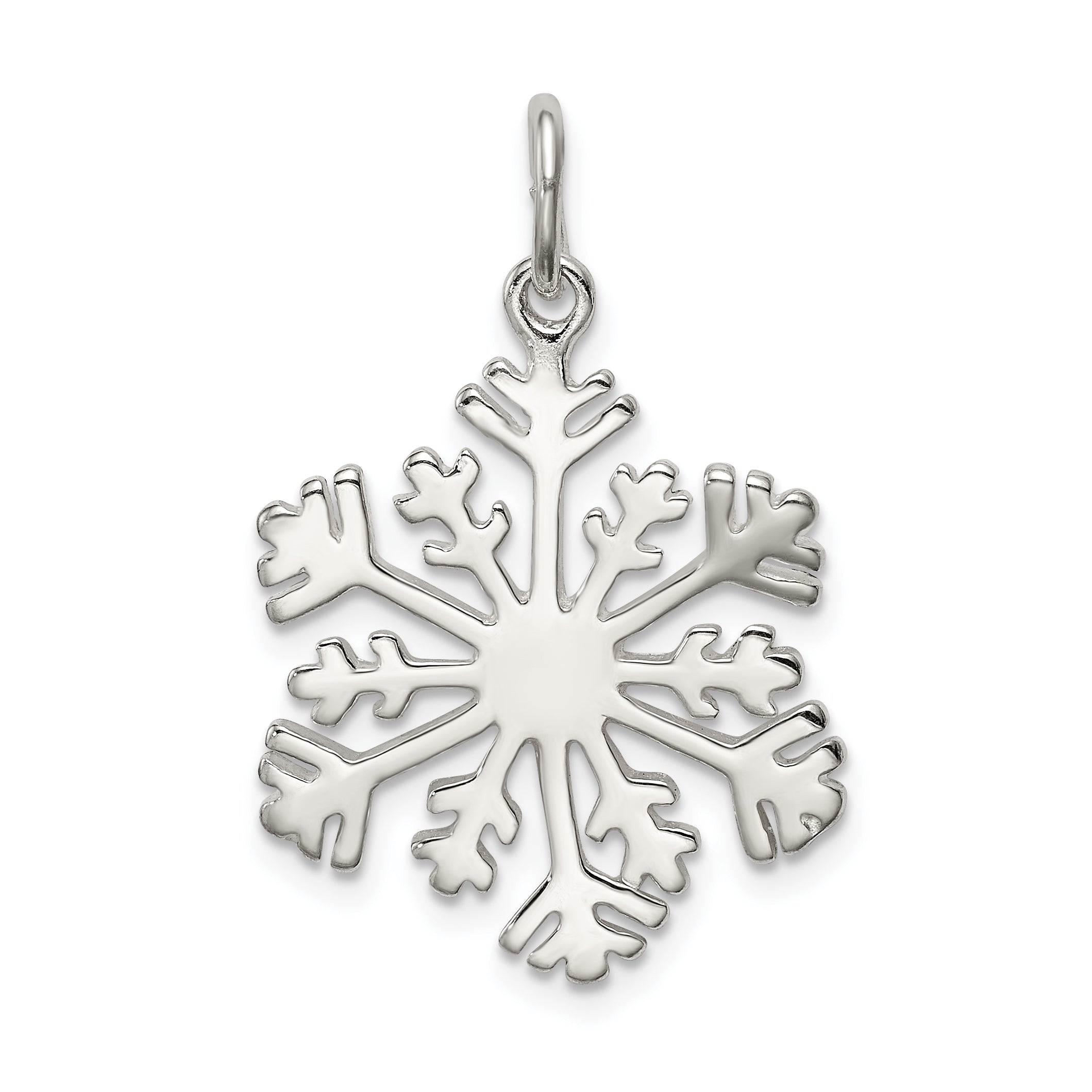 Sterling Silver 925 Snowflake Charm with Polished Finish Elegant Winter Pendant