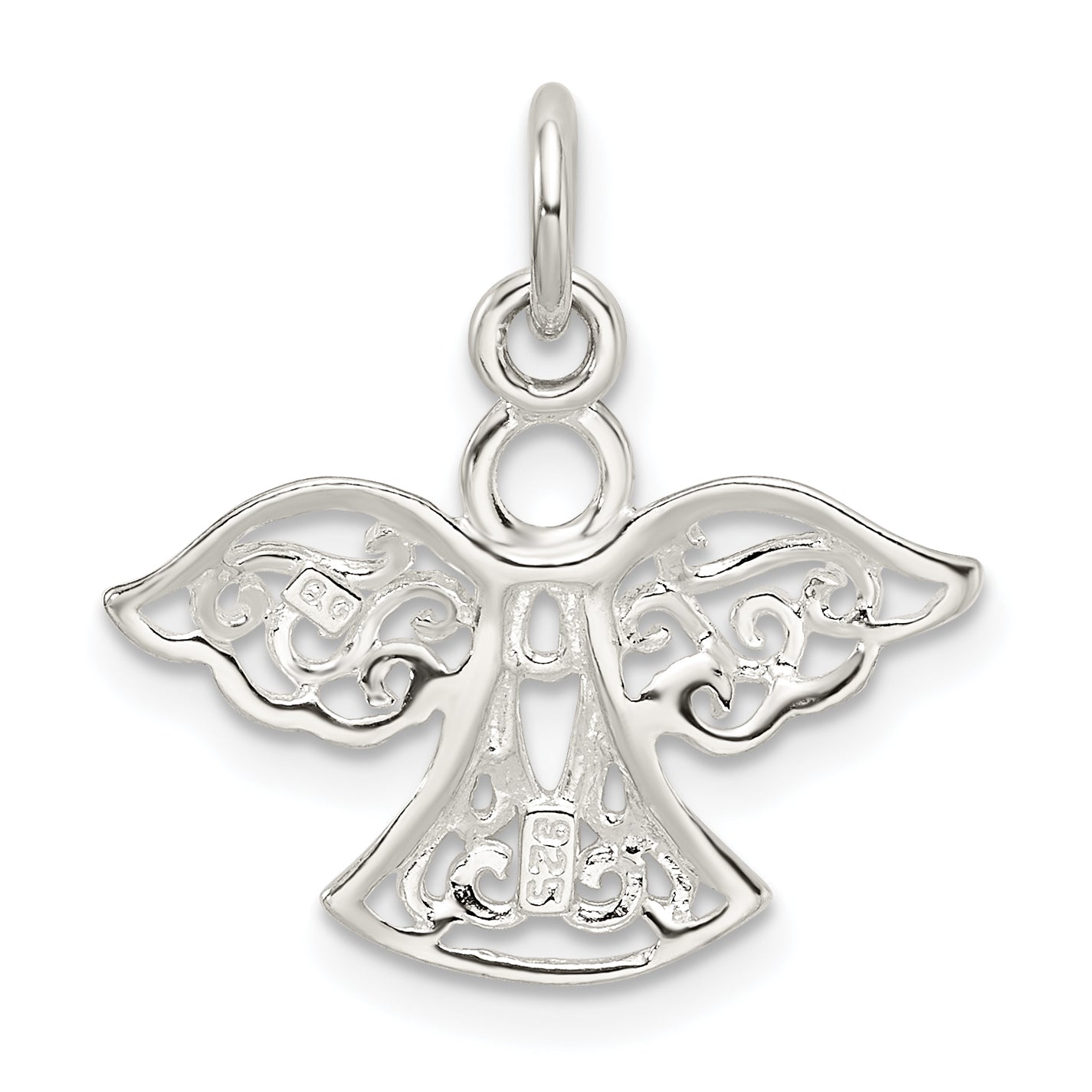 Sophia Jewelers 925 Sterling Silver Filigree Angel Charm Polished Elegance