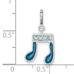 Sophia Jewelers Sterling Silver Crystal Blue Enamel Music Note Charm