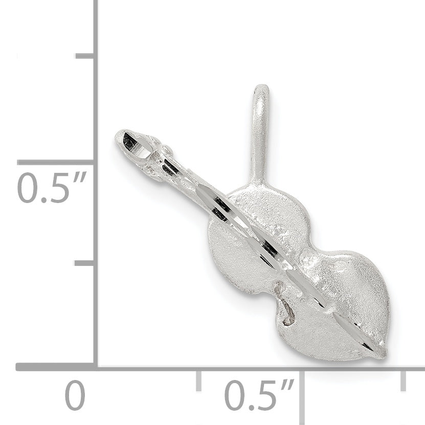 Sterling Silver Diamond Cut Violin Pendant